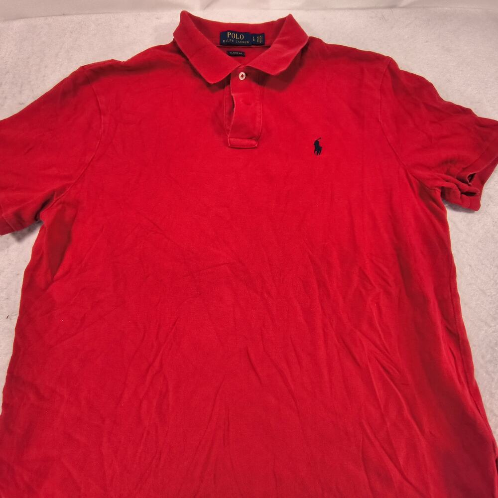 Polo Ralph Lauren Classic Fit Casual Collared Polo Shirt Mens Size Large L Red